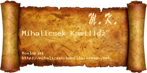 Mihalicsek Kamilló névjegykártya